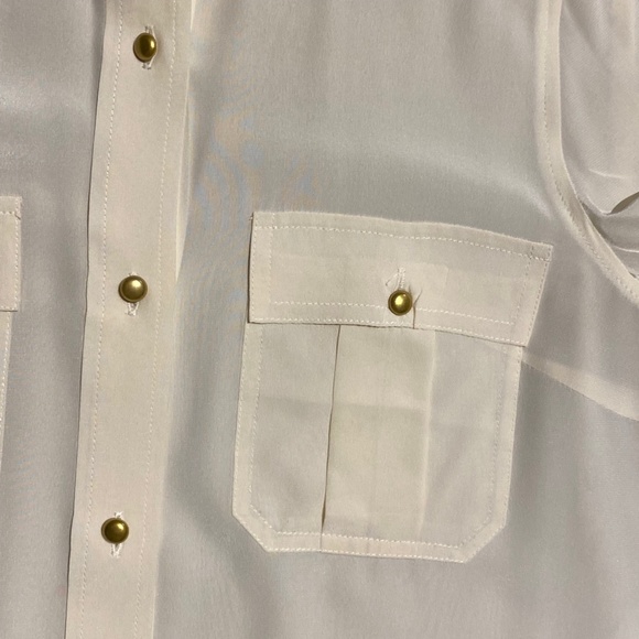Marc by Marc Jacobs 100% Silk Blouse Canvas White Beige Cream Sz 4 S-M - Picture 8 of 13